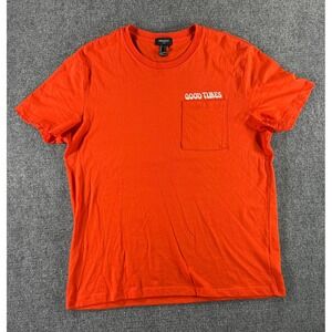 Forever 21 Men‎ Orange Good Times Embroidered Pocket T-Shirt Size Large